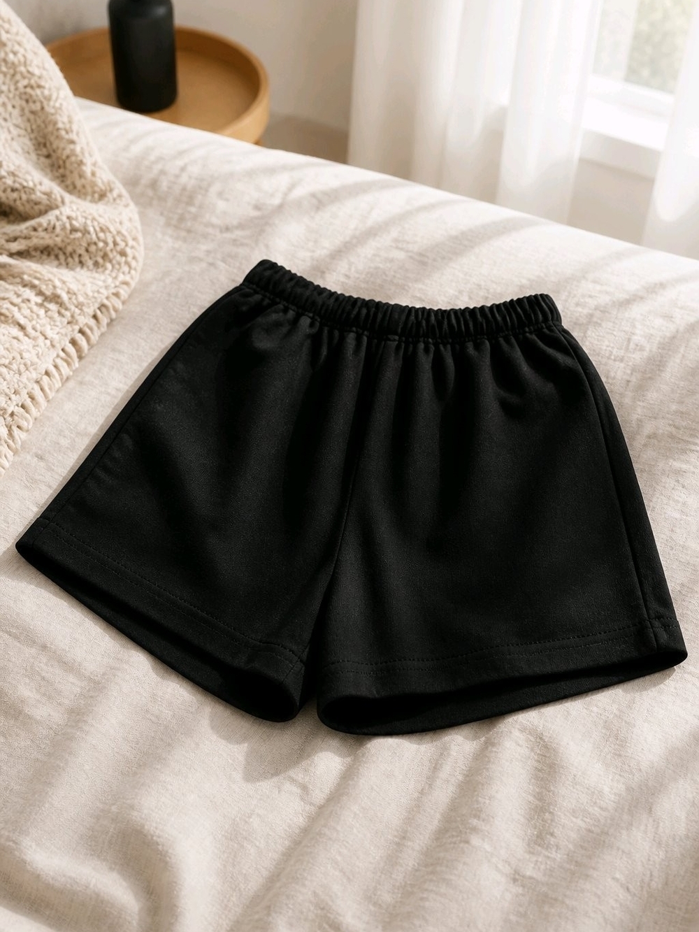 Kids Black Elastic Waist Comfort Shorts